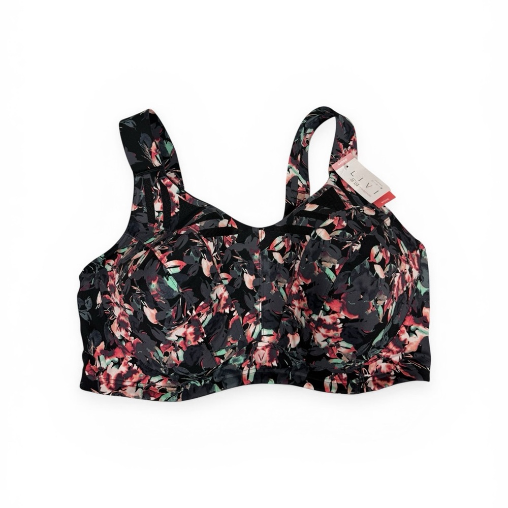 NWT Livi Active floral print wicking max support workout Bra size 44DDD